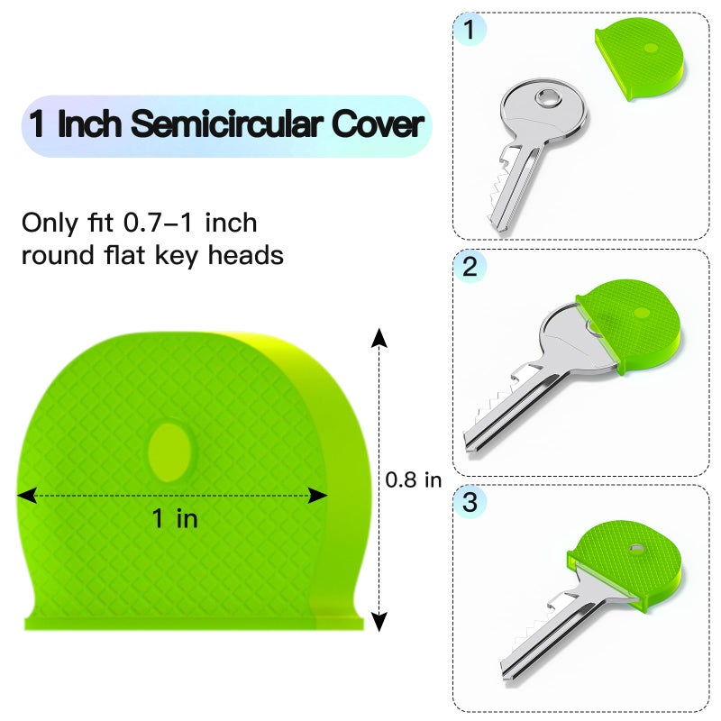 GoorDik 54PCS Key Caps Covers Tags, Plastic Key Color Identifiers for Standard Flat House Keys(Not Suitable for Odd-Shaped Keys), Key Coding Rings in 9 Assorted Colors, 2 Styles - Image 5